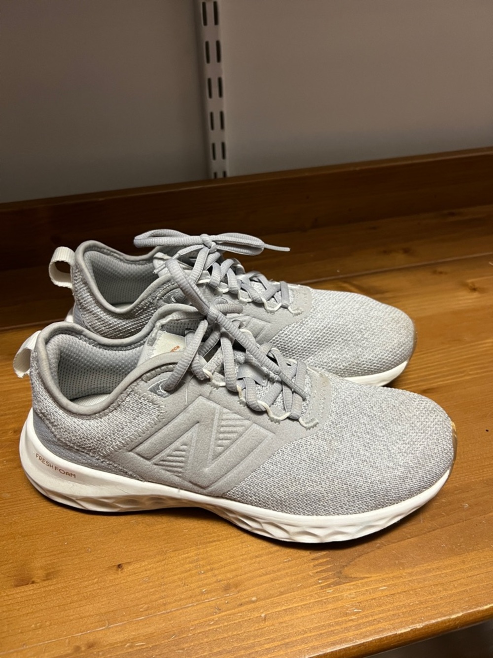 New Balance Light Gray Knit Running Sneakers